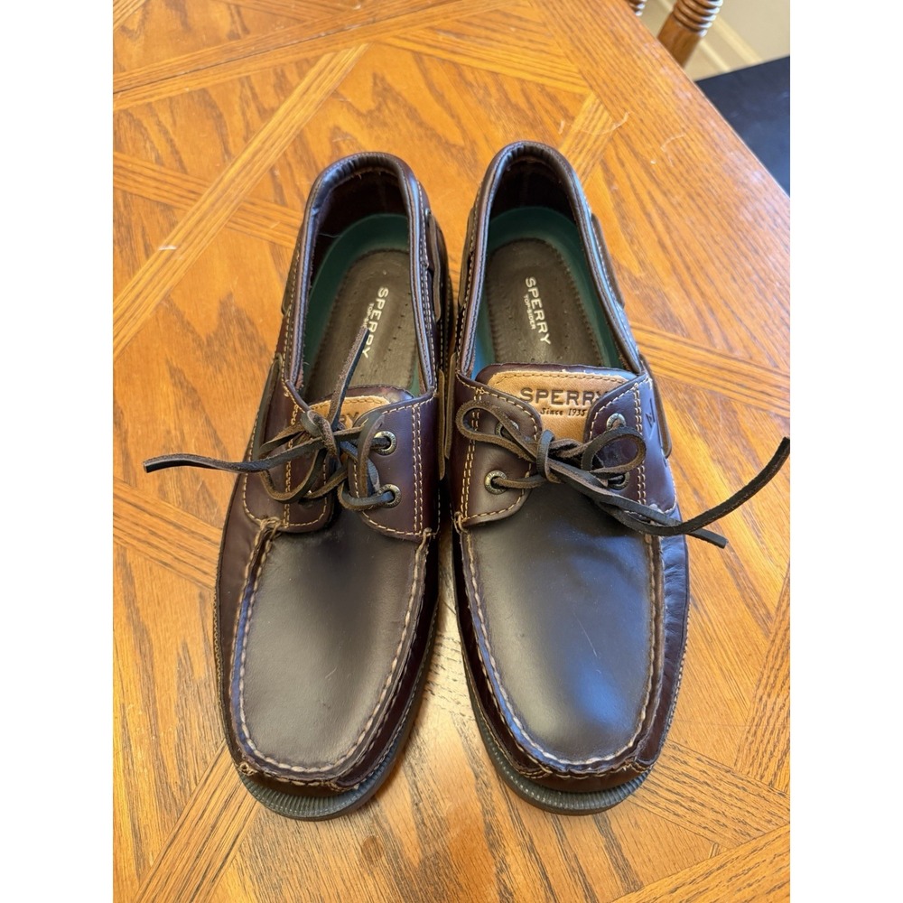Sperry Top-Sider Men's Brown Leather Boat Shoes Lace-Up Non-Marking 11.5